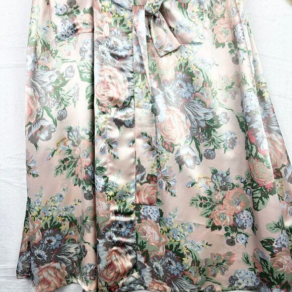Victoria's Secret Gold Label Vintage Satin Robe Size Medium Floral Lace Midi - Picture 6 of 8